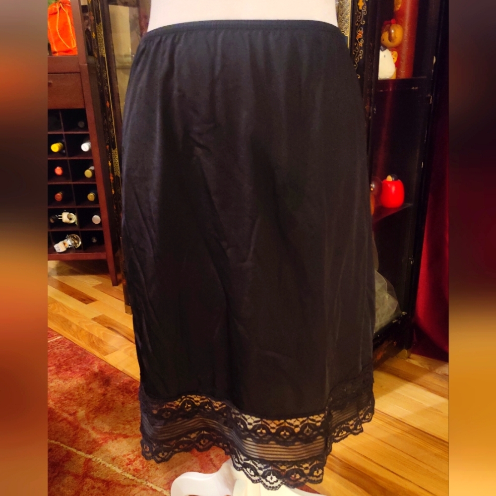 Illusion Lace Trimmed Half Slip Skirt